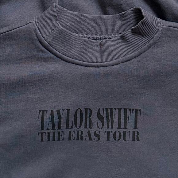 NEW Taylor Swift THE ERAS TOUR Blue Crewneck Sweatshirt sz XS 2024 Dates *Flaw - Picture 4 of 6